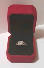 Vintage 925 Sterling Silver Halo CZ Engagement Ring Split Shank Size 7 3/4