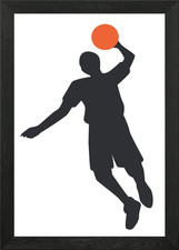 Silhouettes of basketball Framed Wall Art Poster Canvas Print Picture