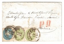 1864 Lombardo Veneto - Bicolore 3 + 10 s. V emissione su busta Venezia-Modena