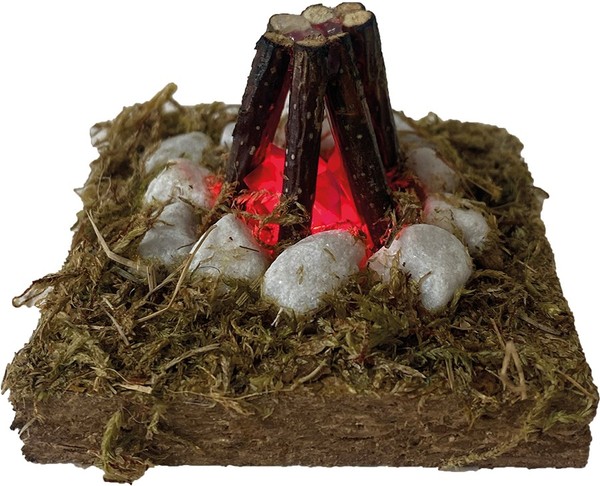 KrippenzubehöR Lagerfeuer Mit Steinen, Led, 6,5 Cm, Holz Natur-image