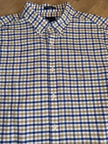 GANT Herren Hemd Gr.XXL 👍blau kartiert Regular Fit sehr gut erhalten TOP