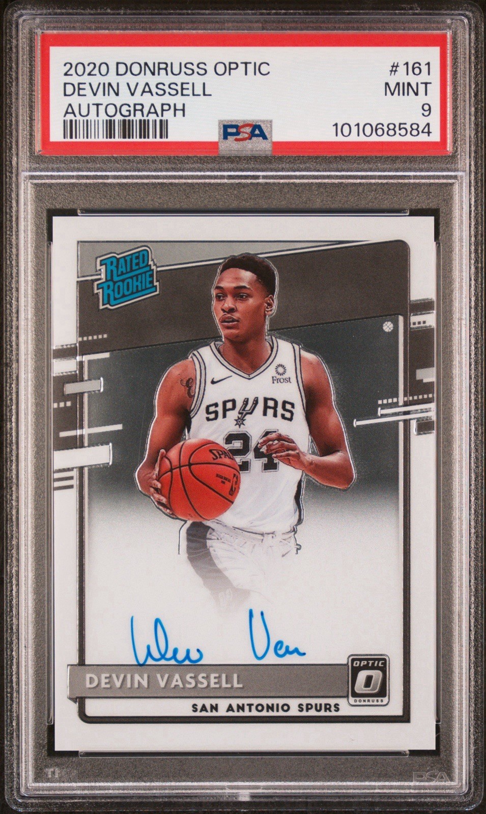 2020-21 Donruss Optic Devin Vassell RC Auto #161 PSA 9 San Antonio Spurs