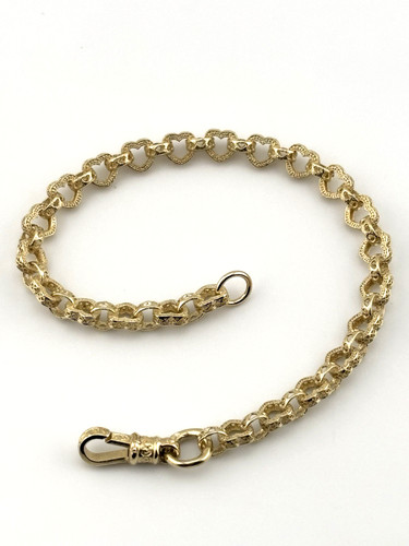 Solid 9ct Yellow Gold Ladies/Kids 7 Inch Heart Belcher Bracelet 5mm Wide