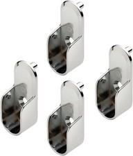 Premium Chrome Oval Wardrobe Closet Rod End Supports Brackets for 15mm x 30mm
