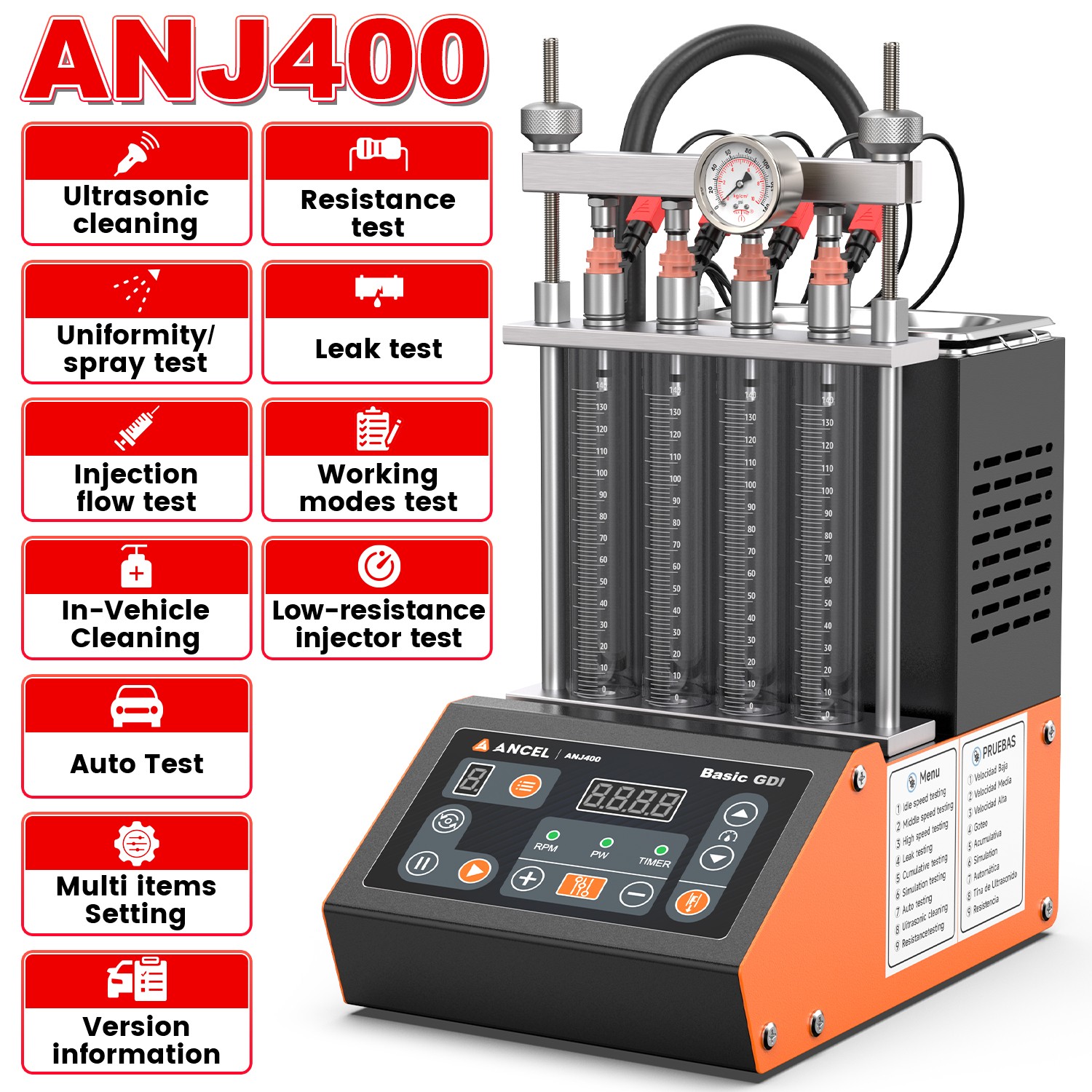 GDI EFI FSL TSI SIDI Fuel Injector Cleaner Tester Machine Ul