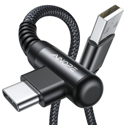Type C Charging Cable Fast 3.1A Right Angle Nylon Braided Cord 10ft 3m USB Charg
