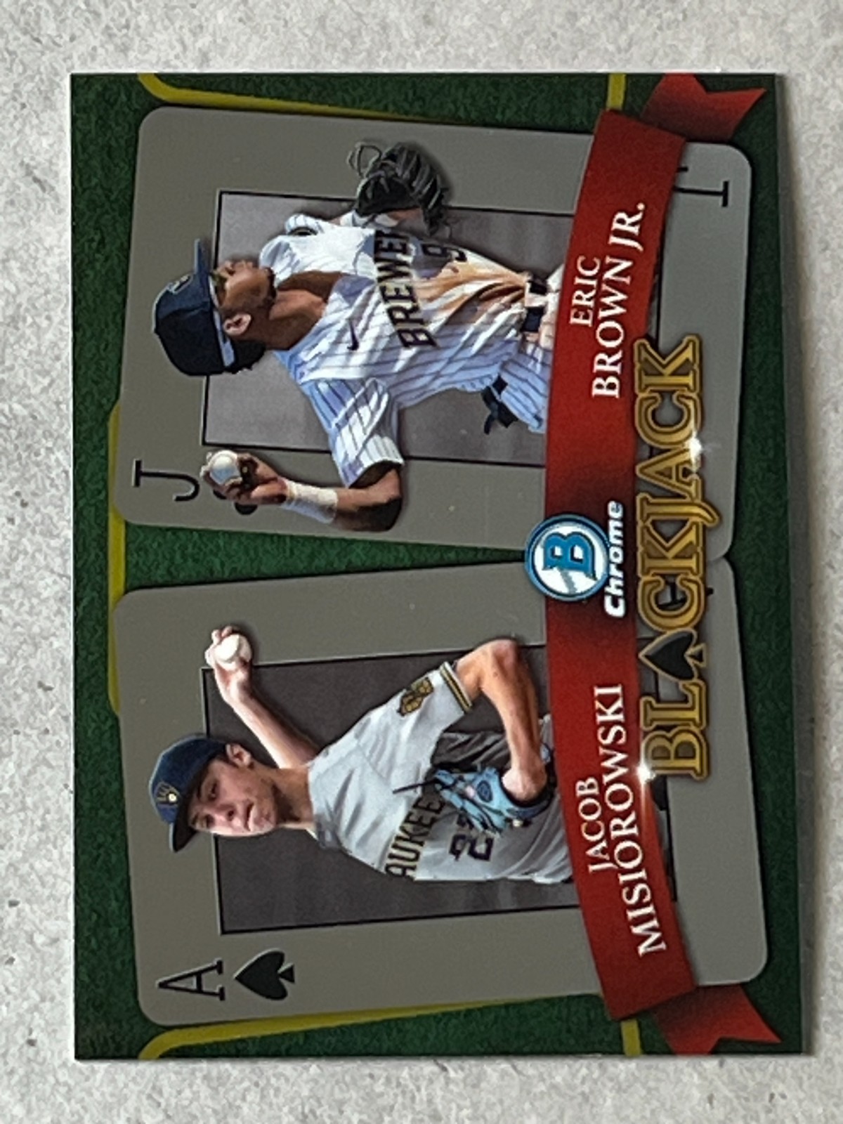 2022 Bowman Chrome Jacob Misiorowski / Eric Brown Blackjack RC #BJ-4 Brewers