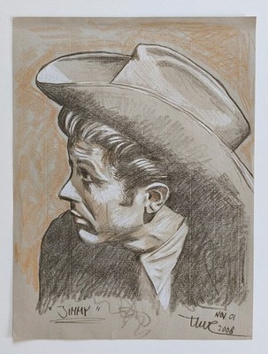 Originalzeichnung von Uwe Reber mit dem Motiv ''James Dean'' [24 cm x 32 cm]
