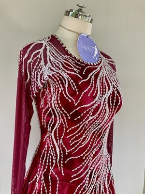 beaded figure skating dresses Beautiful Red Adult Competition Ice Dress-Adult Medium Elite xpression
