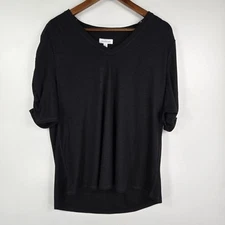 Westbound Black Basic Top Ruched Sleeves Women's Size Large NWT