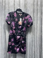 Leyden Women's Ruched Mini Dress Purple Size X-Small NWT SKU A168