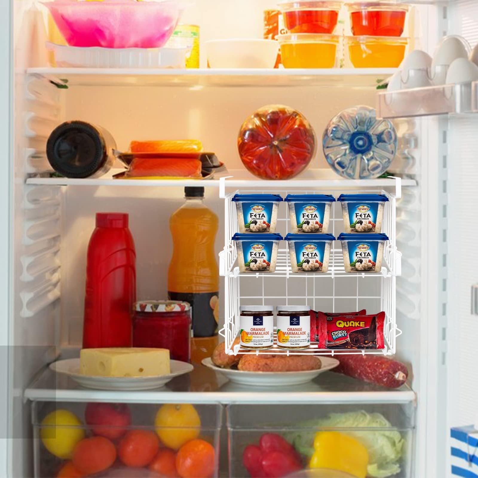 Hanging Under Shelf Storage Basket, 4 Pack Foldable Under Cabinet Metal Desk ...