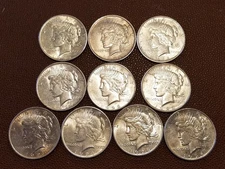Lot of 5 1922-1935 90% Silver Peace American Dollars - Uncirculated Mixed Dates
