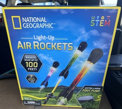National Geographic Light-Up 3 Air Rocket Educational STEM Toy Foot Pump Propel
