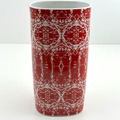 Eschenbach Porzellen Red and White Porcelain Vase Bavaria Germany Mid-Century