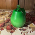 Vintage Murano Glass Pear Green Italian Art Glass Mid Century Modern