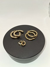 Hoop Earrings Gold Colored 3 Pairs