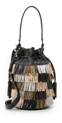 Loeffler Randall INDUSTRY-FRN Bunter Leder Fransen Bucket Bag One Size Neu