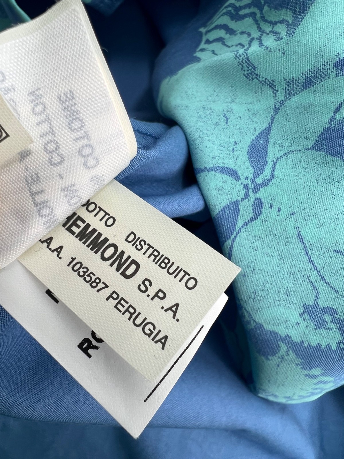 Valentino Jeans Hawaiian Shirt Mens Size 48 Medium M Blue Hibiscus 100% Cotton