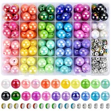 232pcs Beads for Pens, Acrylic Focal Beads for Beadable Pens, 16mm Rainbow Ch...