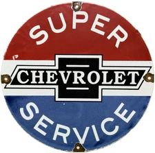 VINTAGE CHEVROLET PORCELAIN SIGN GENERAL MOTORS DEALERSHIP GAS OIL FORD MOPAR