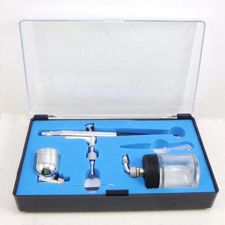Profi AIRBRUSH Set mit 7cc Gravity Feed Cup und 0,3mm Düse, 2cc Siphon