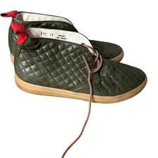 Del Toro Mens Green Quilted Leather Sneaker Shoes size 13 chukka