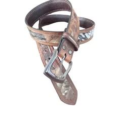 Nocona Belt Co. Genuine Leather Belt Mens Brown Camouflage Size 38 Western