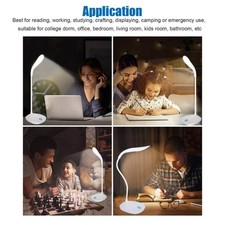 USB LED Desk Light Dimmable Bedside Reading Lamp Rechargeable Touch Control