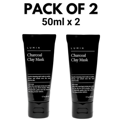2x Lumin Charcoal Clay Mask for Men - Deep Cleansing Oil Control Pore Minimizing