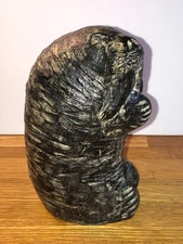 Rare Wolf Original Hand Made Carved Soapstone Figurine Walrus Sculpture Heavy