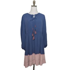 HOLDING HORSES Anthropologie Peasant Dip Dyed Prairie Dress Size 10 Blue