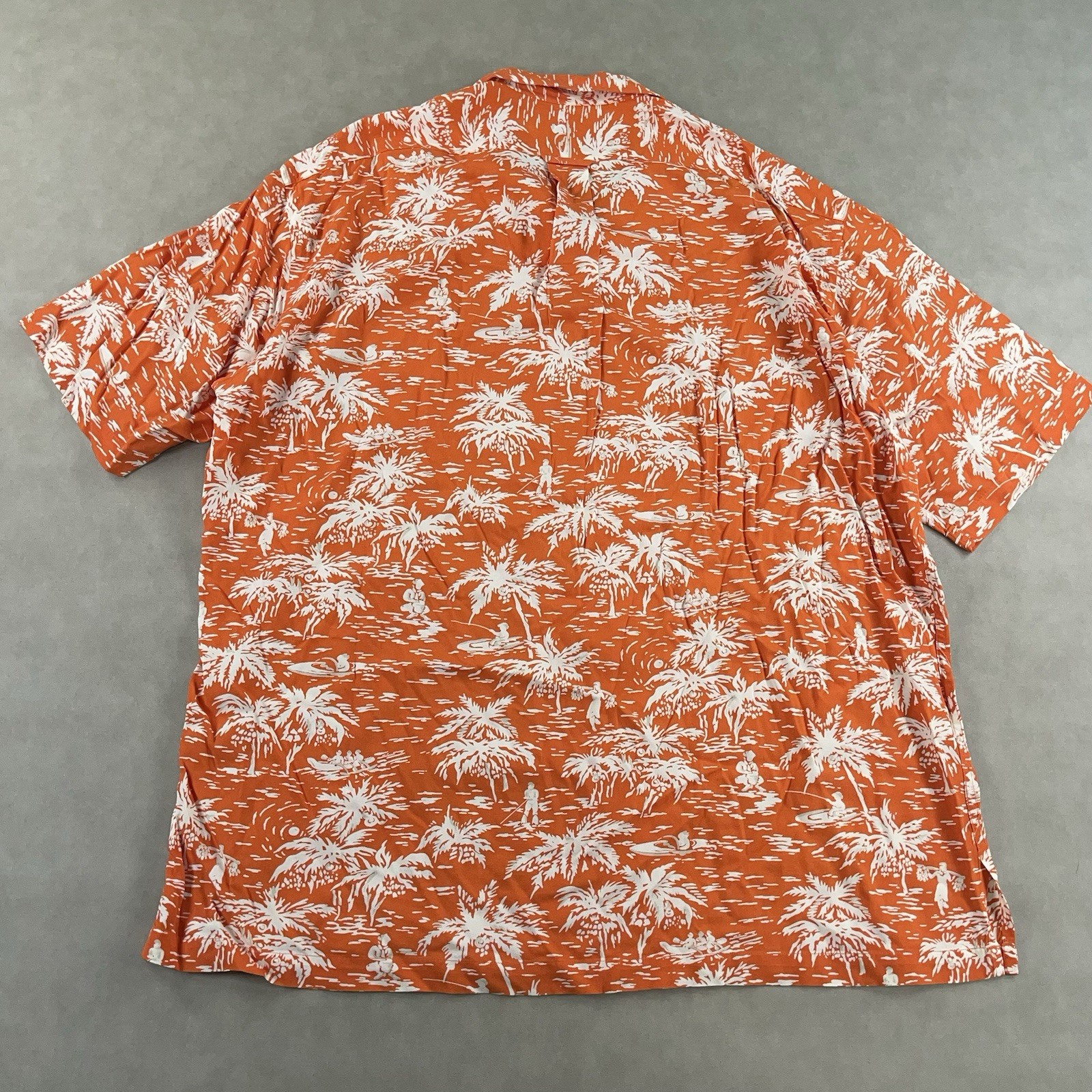 Vintage Polo Ralph Lauren Mens XL Hawaiian Shirt Orange Floral Rayon Loop Collar thumbnail 3