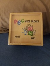 ABC Wooden Alphabet Blocks 48pc Set in Wood Storage Box New Sealed