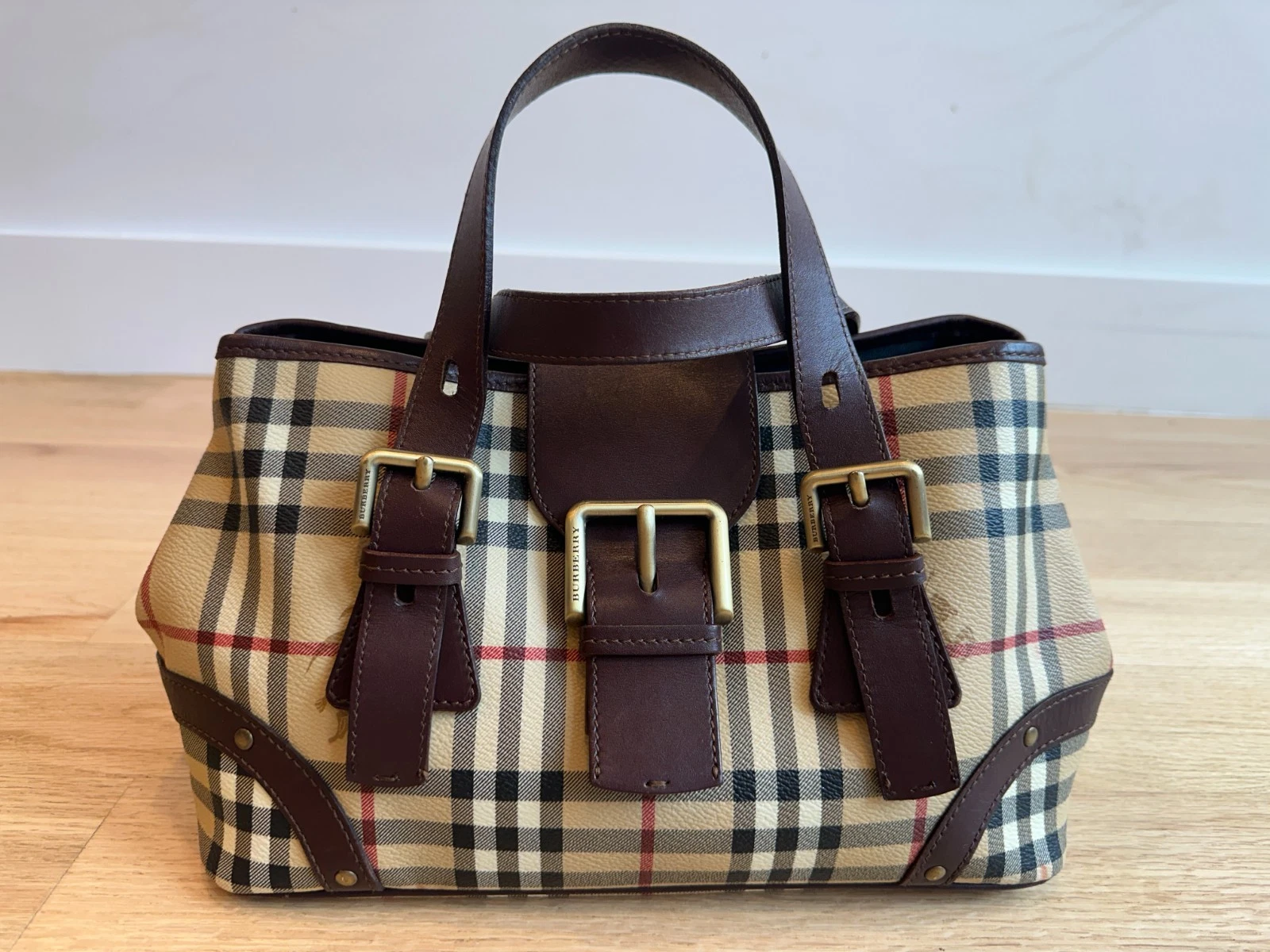 Burberry — Burberry Haymarket Check Eden Shoulder Bag | Coated Canvas & Leather | Authentic