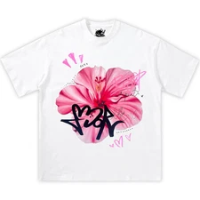 GRAFFITI HIBISCUS Flower Boxy Vintage Shirt Graphic T-shirt Oversized Streetwear