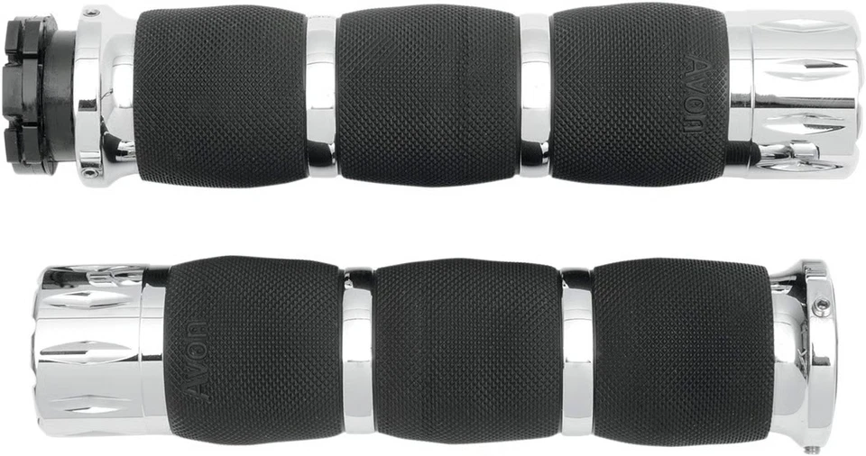 Empuñaduras acolchadas de aire Avon - Rival - Cromo motocicleta bicicleta de calle MT-AIR-90-CH-RI Foto 2 de 4