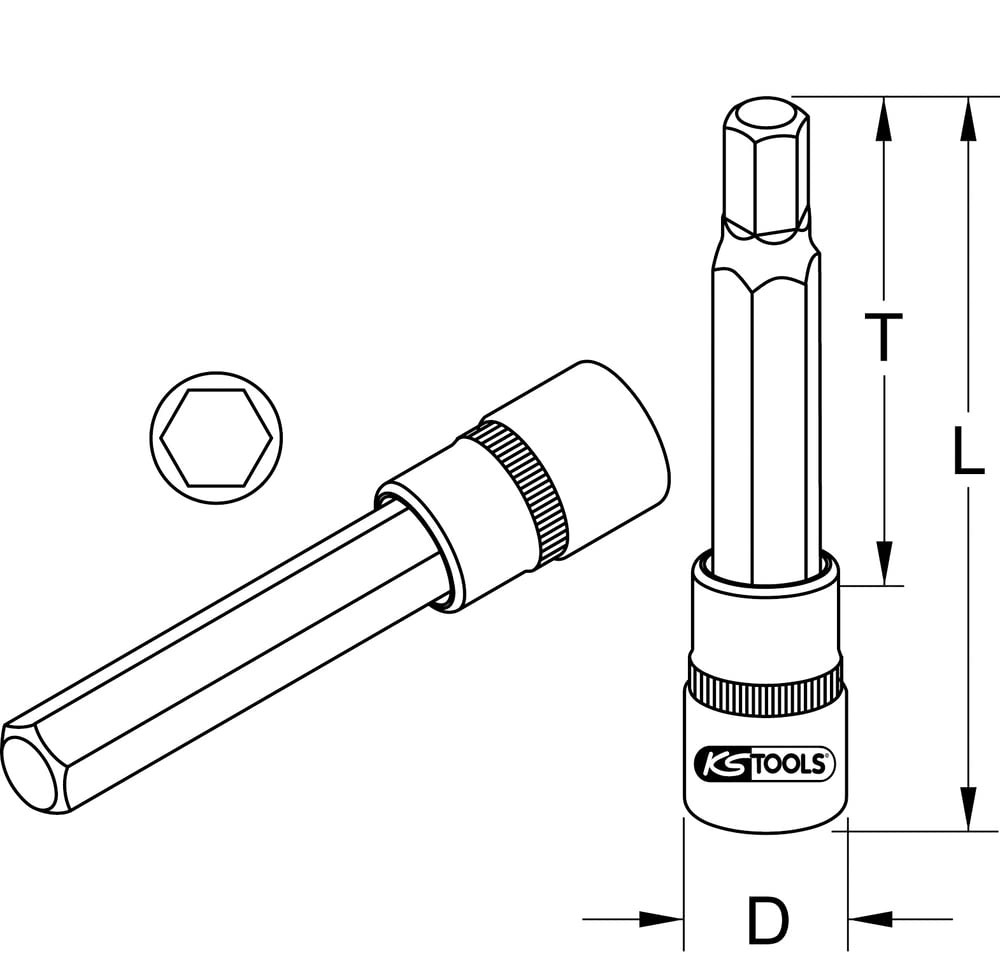 KS TOOLS ULTIMATE 922.3853 - Chiave a bussola esagonale 3/8", lunghezza 110 Y5cq