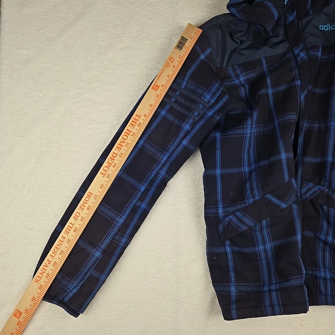 Vintage adidas Neo Label Tartan Jacket Size L/XL Blue Tartan Winter Coat - product detail image 8