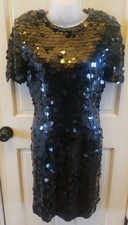 Vintage NADINE Boutique Small Hand Beaded Embellished Cocktail Dress Black
