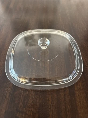 Vintage Pyrex P-9-C-1 Clear Glass Squared Lid
