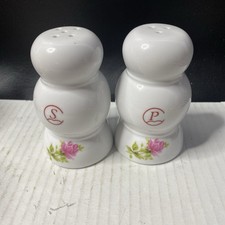 Vintage Salt And Pepper Shaker With Pink Roses With S  P On
