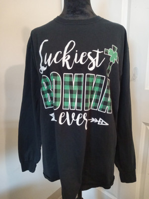 Luckiest Bomma Ever  ST PATRICK DAY L-sleeve Tee  SIZE L