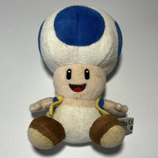 Nintendo Super Mario Blue Toad Plush Stuffed Animal 2010 7" Tall Wii