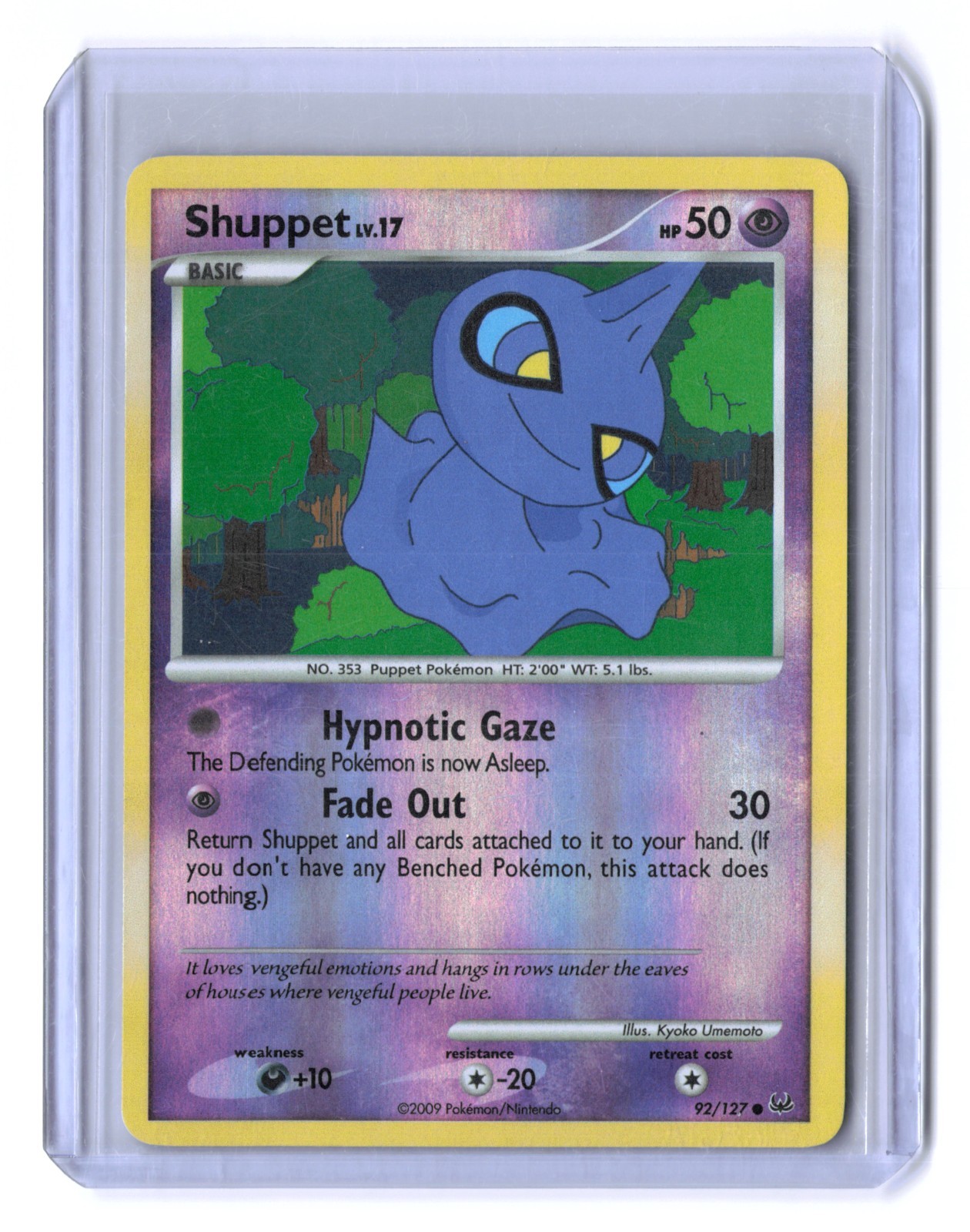 Shuppet - 92/127 Reverse Holo Platinum Pokémon TCG Vintage NM