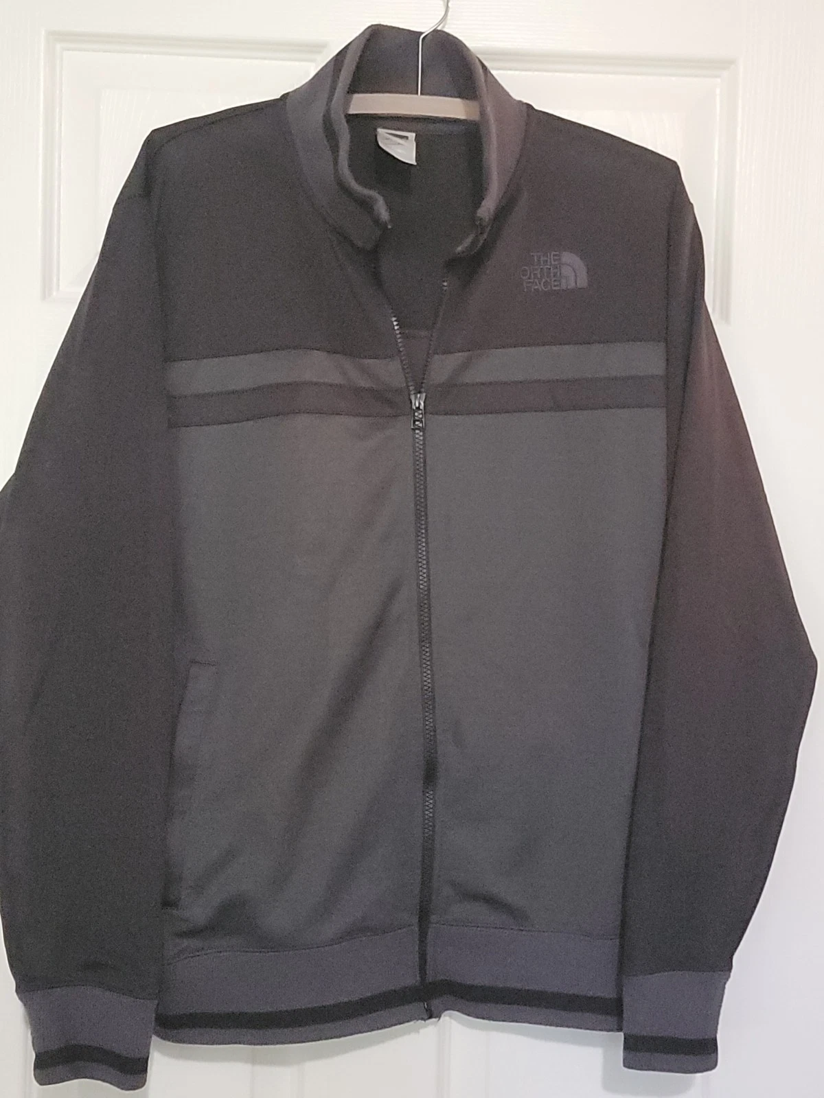 North Face Men’s M Gray 2-Tone Full Zip Fleece Jacket Athleisure Collar Pockets
