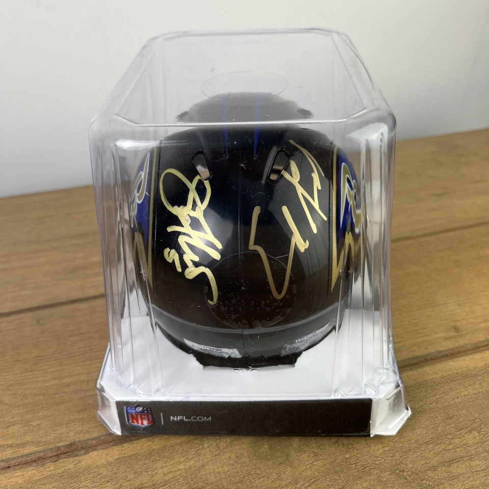 Minicasco Joe Flacco ED REED Baltimore Ravens Riddell certificado de autenticidad firmado por la NFL Foto 2 de 4