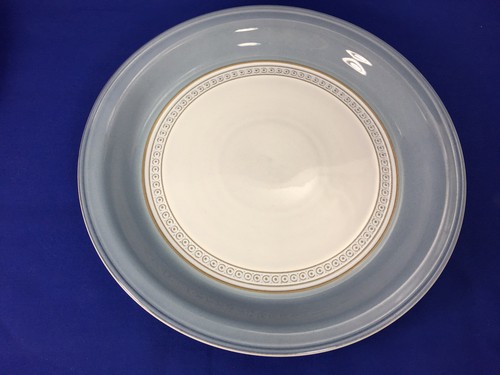Denby CASTILE Blue Rim DINNER PLATES White Center SET OF 4 Made in England - Picture 8 of 12