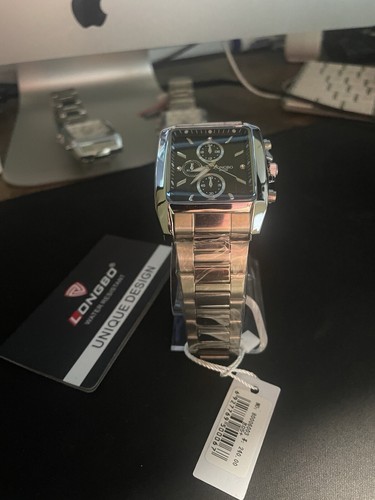 Longbo Mens Quartz Dial Prism Crystal Silver Tone Stainless St Band Watch NEW - Picture 4 of 9