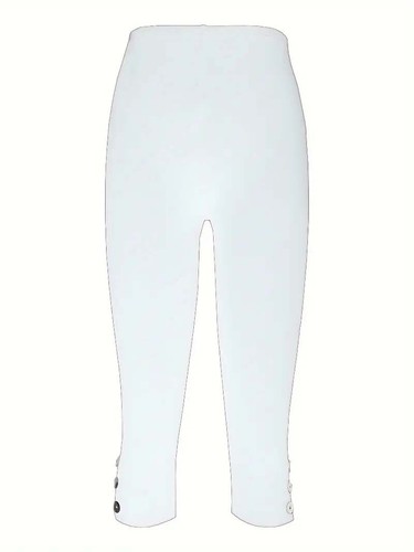 Womens Leggings Summer Button Split Stretch Capri 3/4 Length Pants Trousers SIZE - Picture 6 of 16